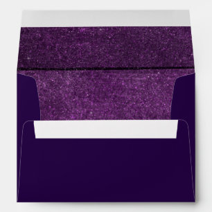 Trendy  Elegant Faux Glitter Purple Gold Envelope