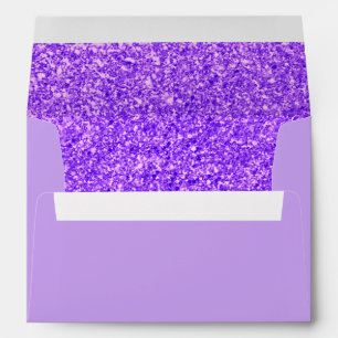 Trendy  Elegant Faux Glitter Purple Gold Envelope