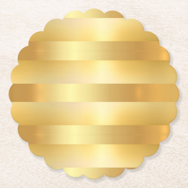 Trendy Elegant Faux Gold Blank Modern Template Paper Coaster (Front)