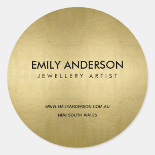 TRENDY ELEGANT FAUX GOLD FOIL TEXTURE BUSINESS CLASSIC ROUND STICKER