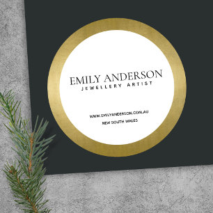 TRENDY ELEGANT FAUX GOLD FOIL TEXTURE BUSINESS CLASSIC ROUND STICKER