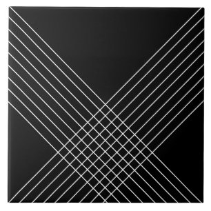 Trendy Elegant Geometric On Black Tile