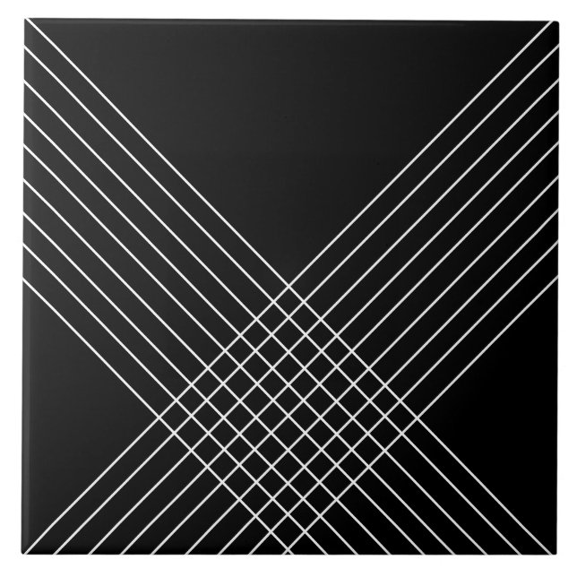 Trendy Elegant Geometric On Black Tile (Front)