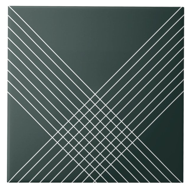 Trendy Elegant Geometric On Deep Green Tile (Front)