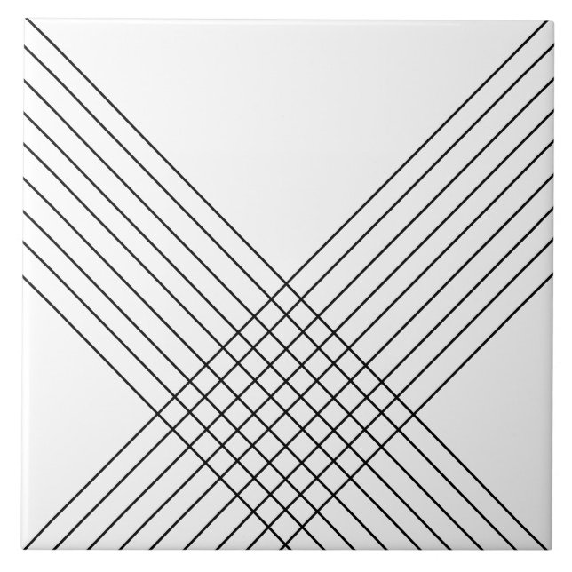 Trendy Elegant Geometric On White Tile (Front)