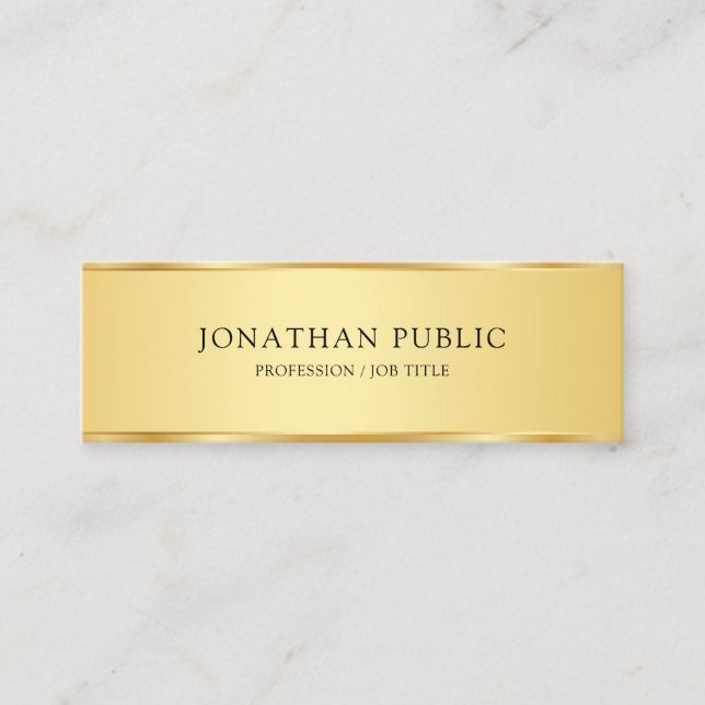 Trendy Elegant Gold Simple Professional Template Mini Business Card (Front)