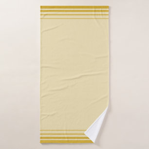 Trendy Elegant Golden Lines on Champagne Beige Bath Towel