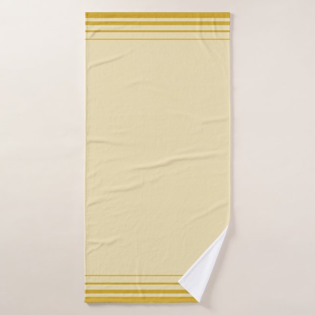 Trendy Elegant Golden Lines on Champagne Beige Bath Towel (Bath Towel)