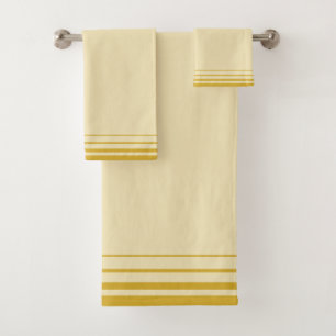 Trendy Elegant Golden Lines on Champagne Beige Bath Towel Set