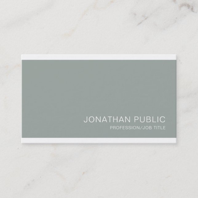 Trendy Elegant Green Clean Design Luxury Plain Business Card (Front)