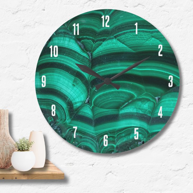 Trendy Elegant Green Malachite Crystal Stone Large Clock (Trendy Elegant Green Malachite Crystal Stone Large Clock)