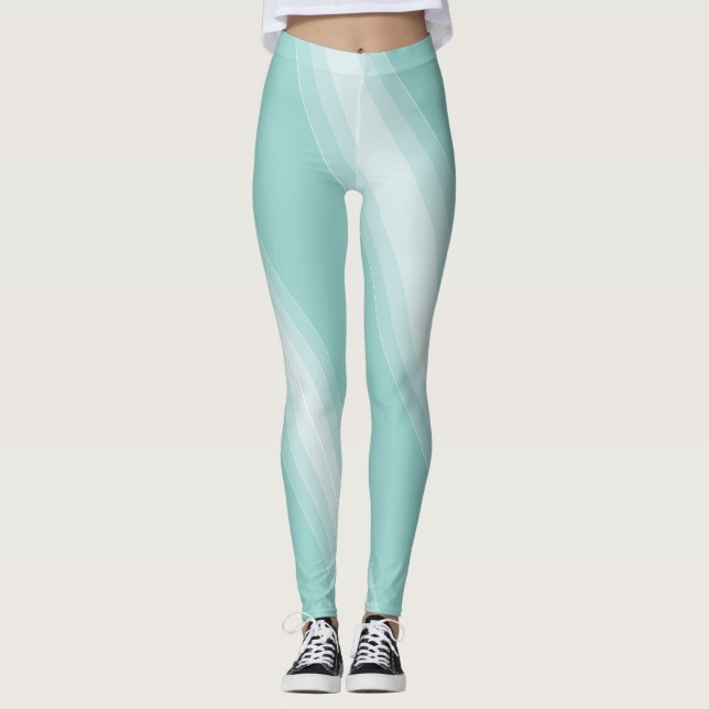 Trendy Elegant Green White Chic Template Modern Leggings (Front)