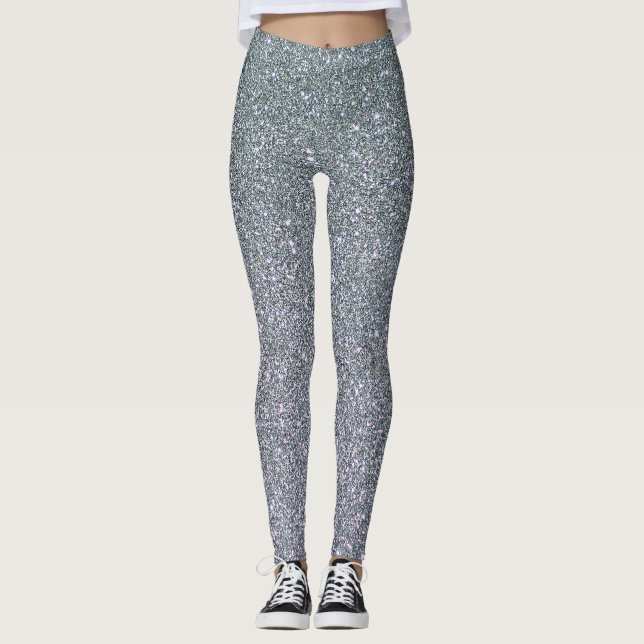 Trendy Elegant Grey Glitter Leggings (Front)