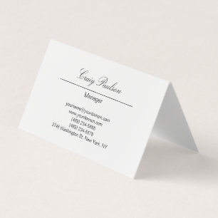 Trendy Elegant Hand Writing White Business Card