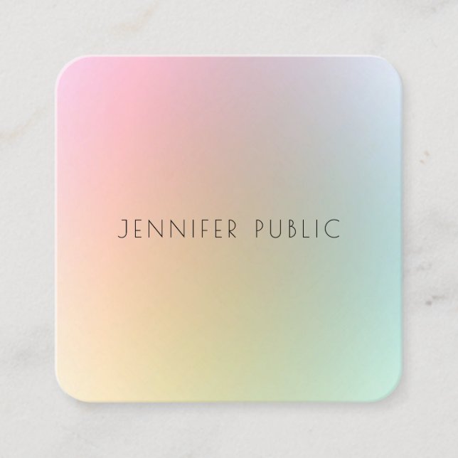Trendy Elegant Modern Colourful Design Template Square Business Card (Front)