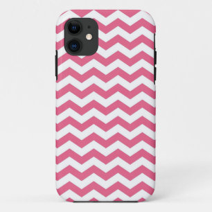 Trendy, elegant, modern, cute, girly pink chevron iPhone 11 case
