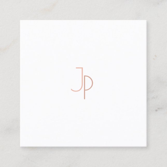 Trendy Elegant Modern Monogrammed Simple Template Square Business Card (Front)