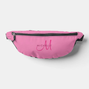 Trendy Elegant Modern Pink Monogram Name Custom Fanny Pack