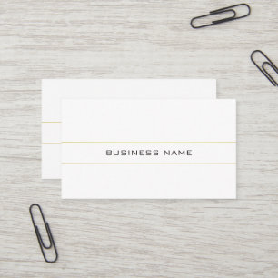 Trendy Elegant Modern Plain Gold White Minimalist Business Card