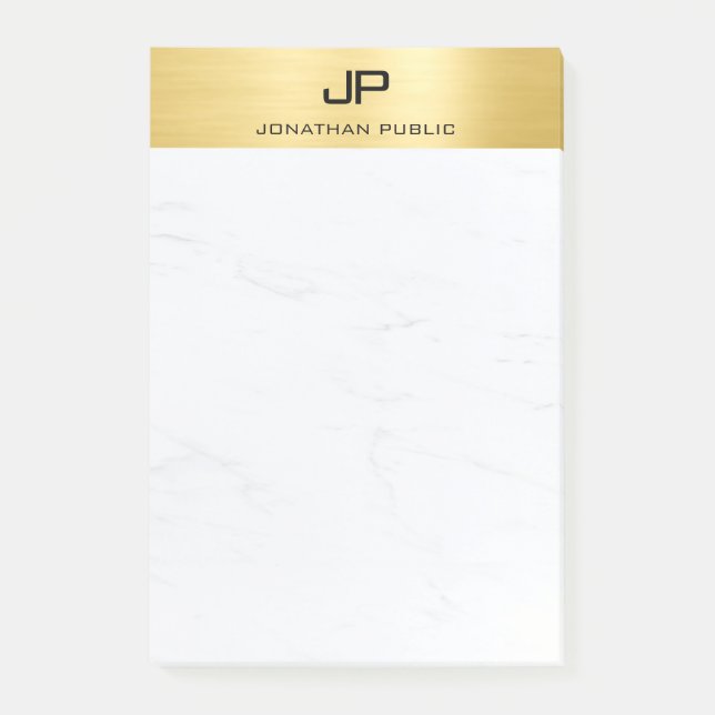 Trendy Elegant Modern Simple Design Gold Marble Post-it Notes (Front)