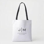 Trendy Elegant Modern Wedding Couple Monogram Tote Bag<br><div class="desc">Modern Elegant Simple Template Wedding Monogram Couple Initials Add Text Upload Image,  Photo,  Minimalist Shopping Shoulder Tote Bag.</div>