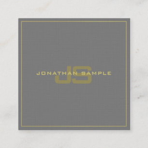 Trendy Elegant Monogrammed Premium Linen Luxury Square Business Card