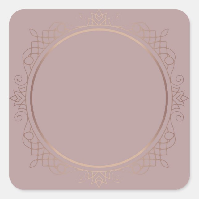 Trendy Elegant Rose Gold Blank Modern Template Square Sticker (Front)