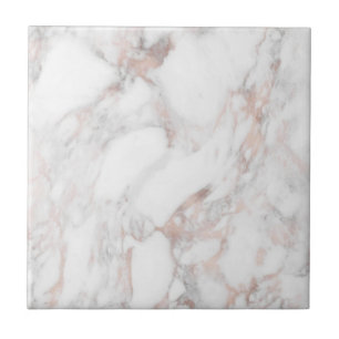 Trendy Elegant Rose Gold White Marble Template Tile