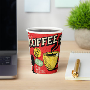 Trendy elegant rustic coffee lovers red  paper cups