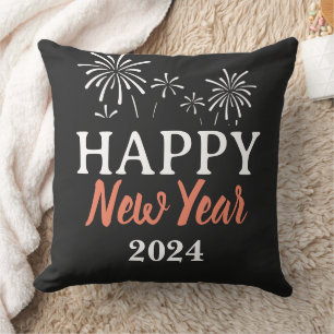 Trendy Elegant Script Happy New Year Throw Pillow