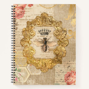 Trendy Elegant Vintage Collage Queen Bee Notebook