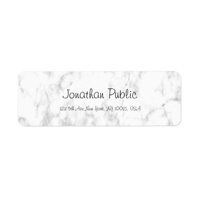 Trendy Elegant White Marble Script Luxury Modern (Front)