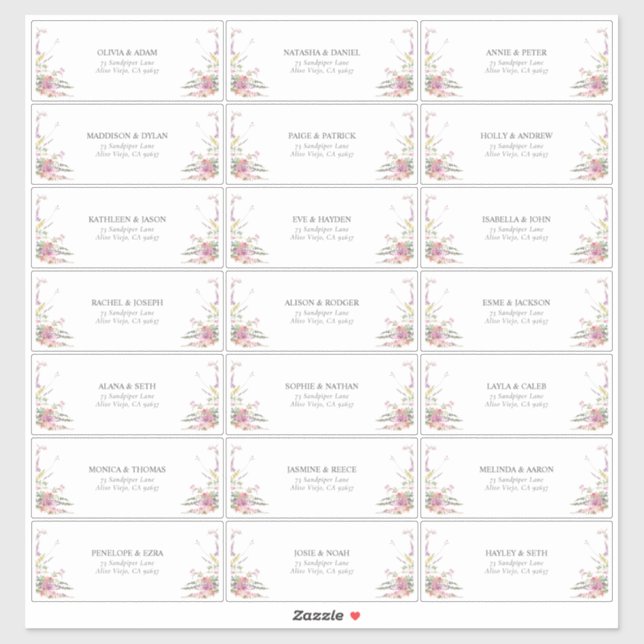 Trendy Elegant Wildflower Floral Guest Address (Sheet)