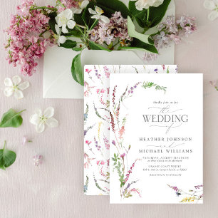 Trendy Elegant Wildflower Floral Watercolor Invitation