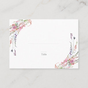 Trendy Elegant Wildflower Floral Wedding Escort Place Card
