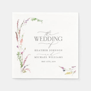 Trendy Elegant Wildflower Floral Wedding Napkin