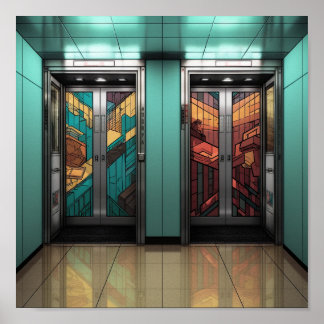 Trendy Elevator Poster – Bold and Bright Wall Art