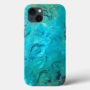 Trendy emerald faux marble abstract design iPhone 13 case