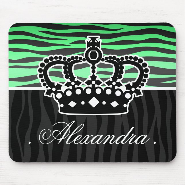 trendy emerald green and black zebra print mouse pad (Front)