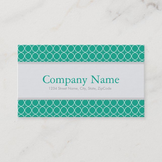Trendy Emerald Quatrefoil Pattern Business Cards (Front)