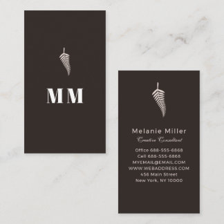 Trendy Espresso Brown Botanical Custom Name Business Card