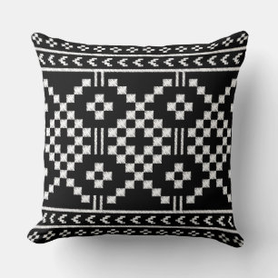Trendy Ethnic pattern black and white geometric Throw Pillow