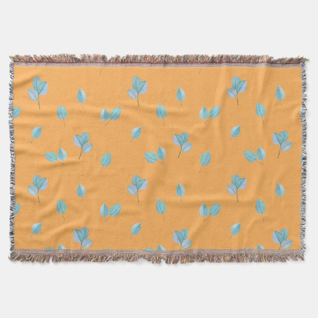 Trendy Eucalyptus Leaves On Marigold  Throw Blanket (Front)