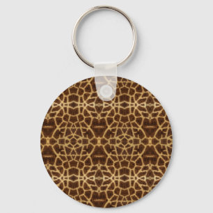 Trendy Exotic Giraffe Fur Pattern Animal Print Keychain
