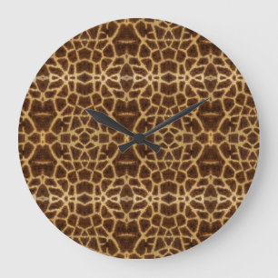 Trendy Exotic Giraffe Fur Pattern Animal Print Large Clock