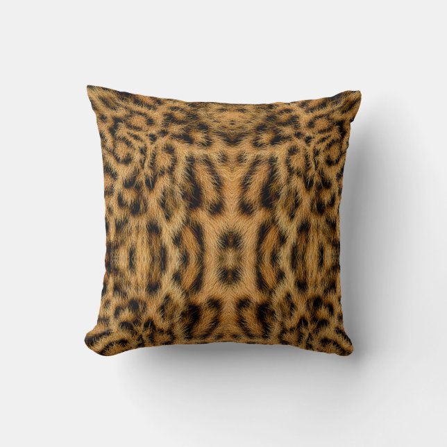Trendy Exotic Leopard Fur Pattern Animal Print Throw Pillow (Front)