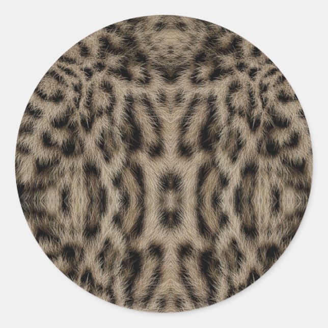 Trendy Exotic Snow Leopard Pattern Animal Print Classic Round Sticker (Front)