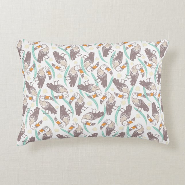 Trendy exotic toucans accent pillow (Front)