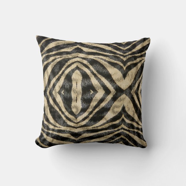 Trendy Exotic Zebra Fur Pattern Animal Print Throw Pillow (Front)