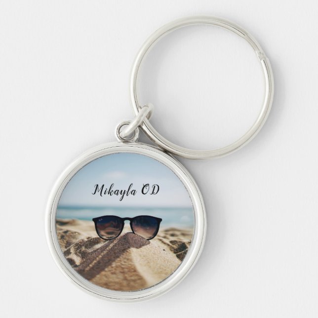 Trendy Eyeglasses on a Beach Optical     Keychain (Front)